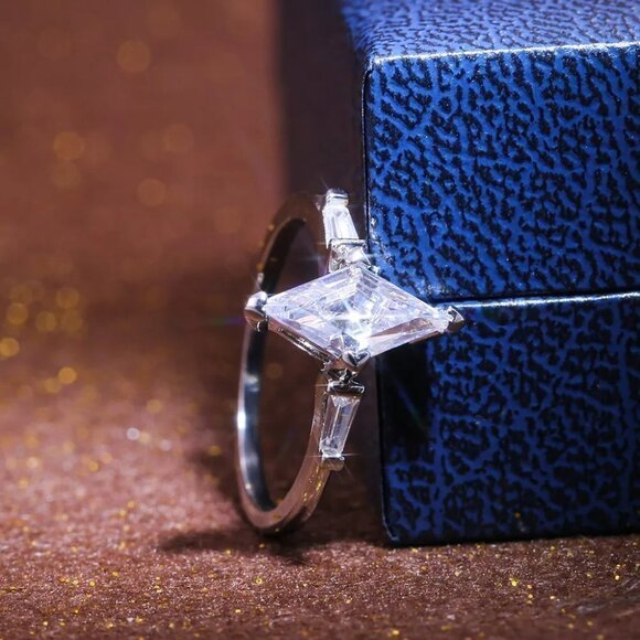 🍂   925 Silver Plated Dainty CZ Crystal Ring for Women, FB16FA1136 - Picture 3 of 8